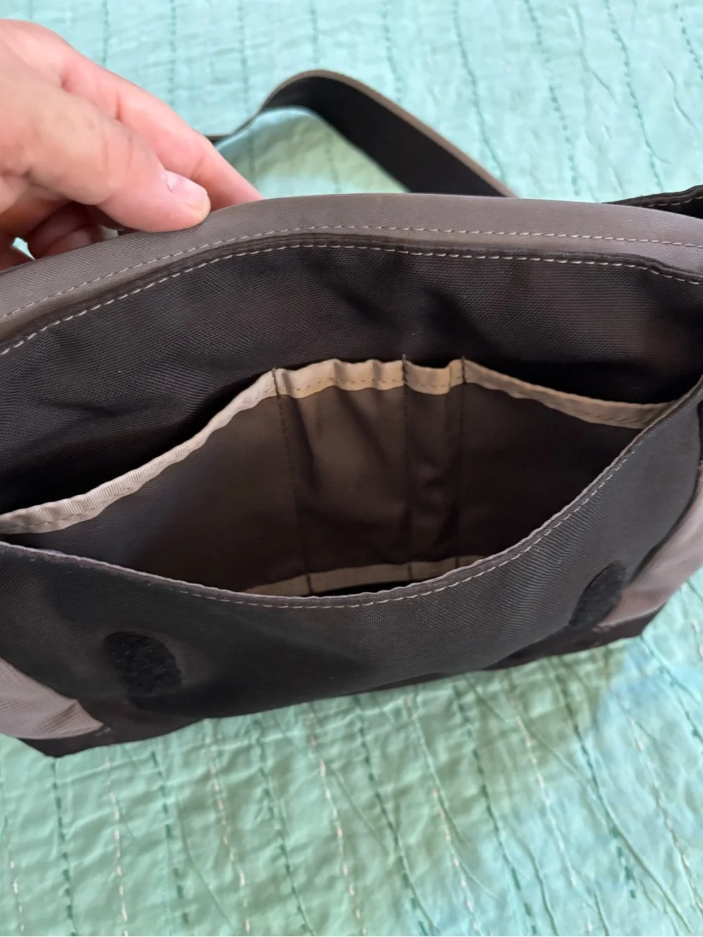 REI Black Messenger Bag with Grey Accents
